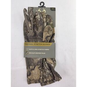 Realtree APX Mens Medium Thermal Stretch Gloves Waffle Grid Grip Palm NWT